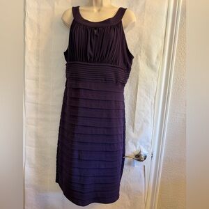 Aa Studio Dark Purple Sleeveless Pleated Midi Cocktail Dress Sz-14.  O18